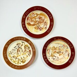 Vintage 3 Plates CHAIM GROSS Judaica Heritage Society Jewish Holidays 1978-80
